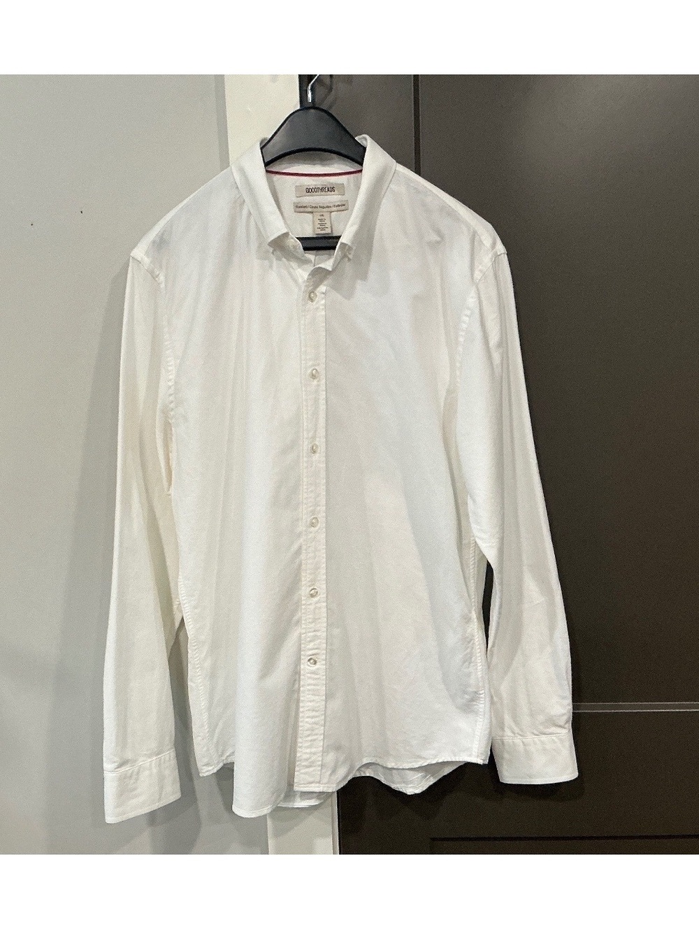 Goodthreads Men's White Long Sleeve Button-Up Shirt Size Large